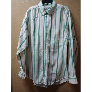 VTG Coliseum jeans long sleeve green stripe shirt men's medium